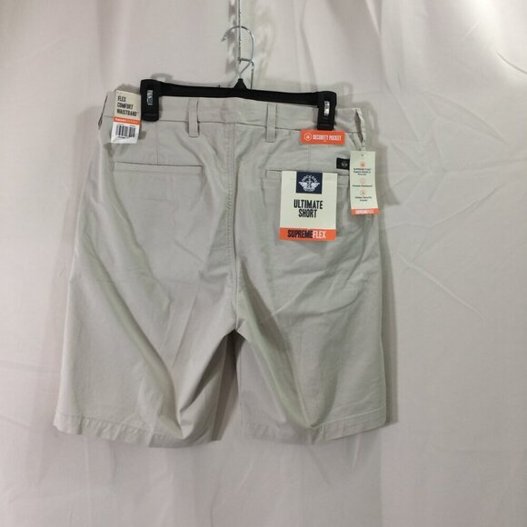 NEW Dockers Mens Shorts Ultimate Supreme Flex Beige Flat Front Slash Pockets 30 - Picture 2 of 4